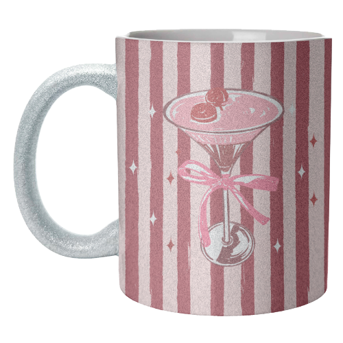 Retro Valentine Striped Cocktail Coquette Illustration - unique mug by EZbie