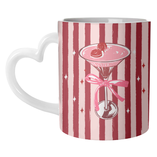 Retro Valentine Striped Cocktail Coquette Illustration - unique mug by EZbie