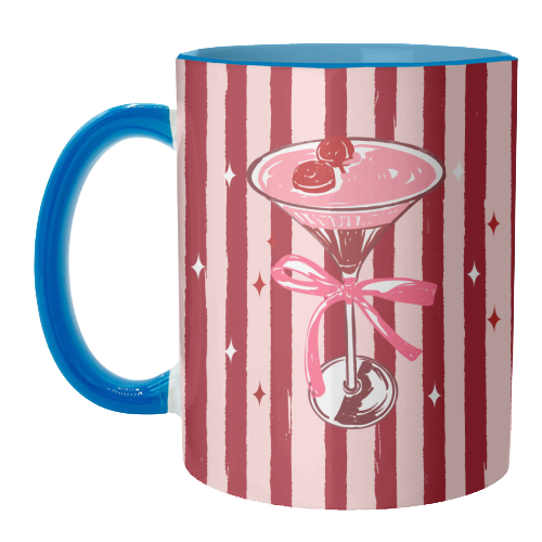 Retro Valentine Striped Cocktail Coquette Illustration - unique mug by EZbie