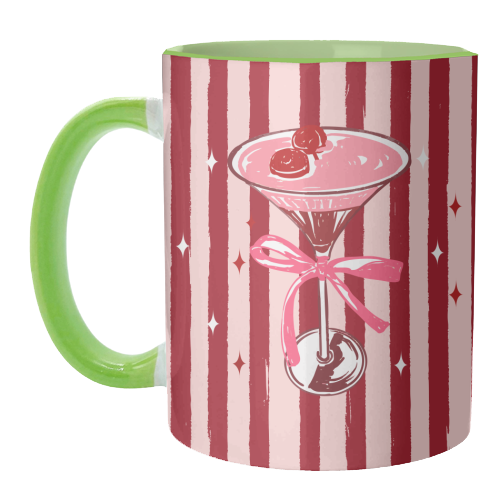 Retro Valentine Striped Cocktail Coquette Illustration - unique mug by EZbie