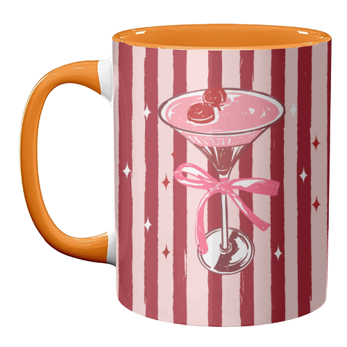 Retro Valentine Striped Cocktail Coquette Illustration - unique mug by EZbie
