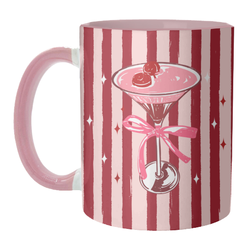 Retro Valentine Striped Cocktail Coquette Illustration - unique mug by EZbie