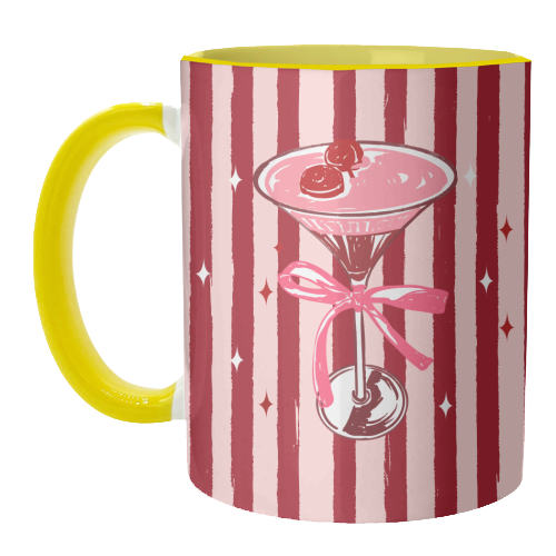 Retro Valentine Striped Cocktail Coquette Illustration - unique mug by EZbie