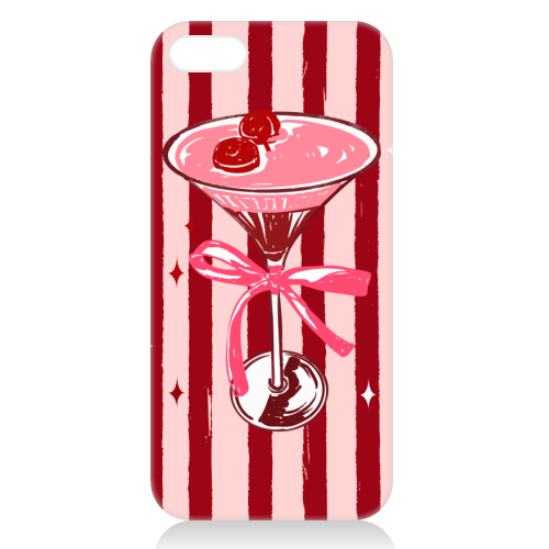Retro Valentine Striped Cocktail Coquette Illustration - unique phone case by EZbie