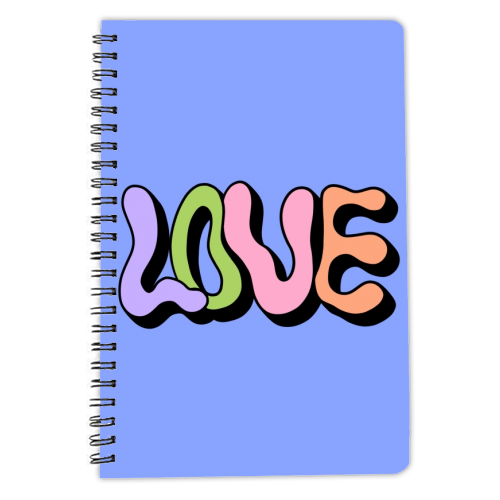 Retro wavy love - personalised A4, A5, A6 notebook by The Girl Next Draw