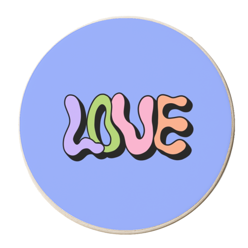 Retro wavy love - personalised beer coaster by The Girl Next Draw