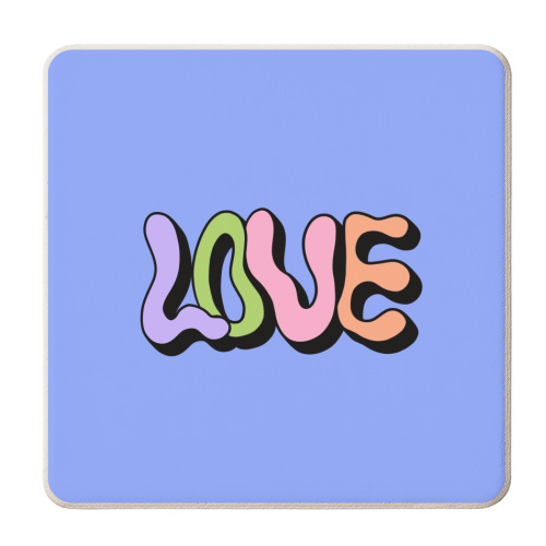 Retro wavy love - personalised beer coaster by The Girl Next Draw