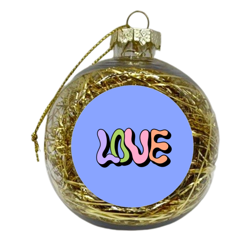 Retro wavy love - xmas bauble by The Girl Next Draw