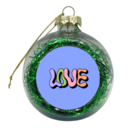 Retro wavy love - xmas bauble by The Girl Next Draw