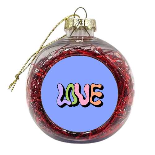 Retro wavy love - xmas bauble by The Girl Next Draw