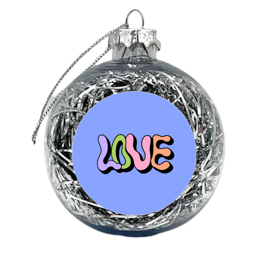 Retro wavy love - xmas bauble by The Girl Next Draw