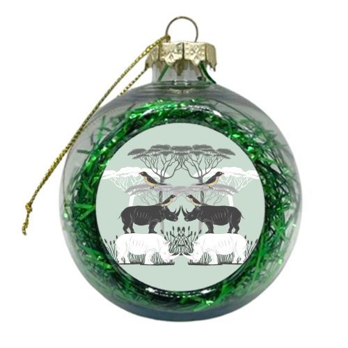 Rhino and Friends do Lunch - xmas bauble by Jo Burgess