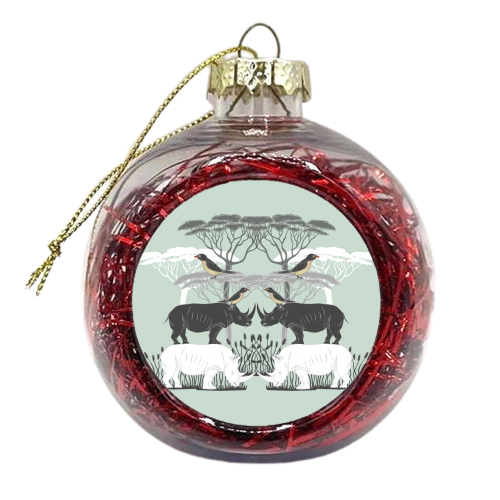Rhino and Friends do Lunch - xmas bauble by Jo Burgess