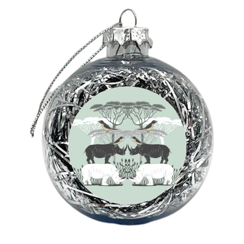 Rhino and Friends do Lunch - xmas bauble by Jo Burgess