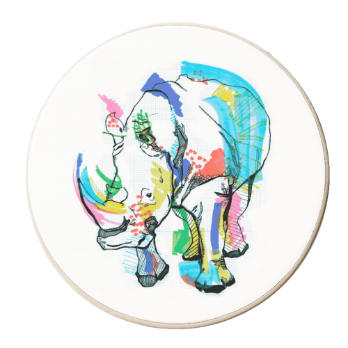 Rhino - personalised beer coaster by Casey Rogers