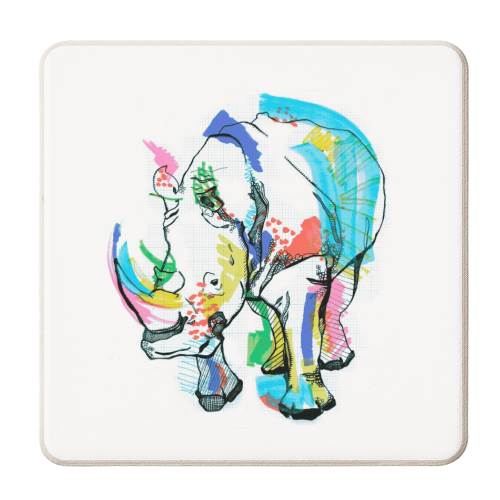 Rhino - personalised beer coaster by Casey Rogers