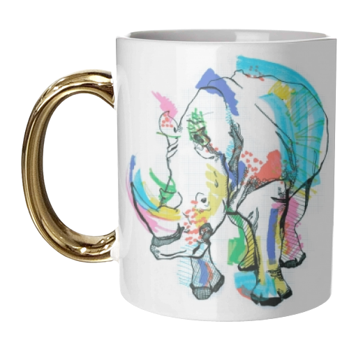 Rhino - unique mug by Casey Rogers