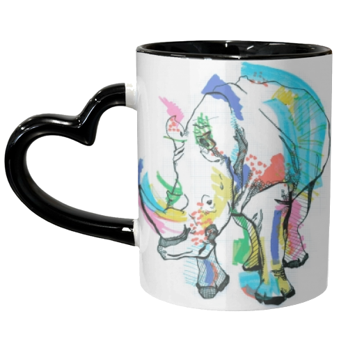 Rhino - unique mug by Casey Rogers
