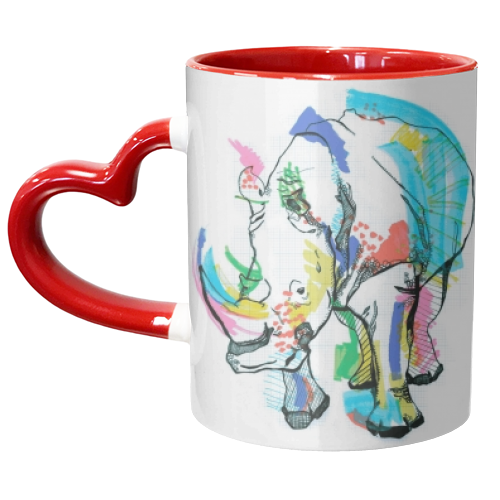 Rhino - unique mug by Casey Rogers