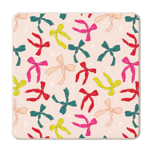 Ribbon Pattern On Cream - personalised beer coaster by Ania Wieclaw