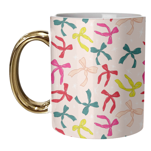 Ribbon Pattern On Cream - unique mug by Ania Wieclaw