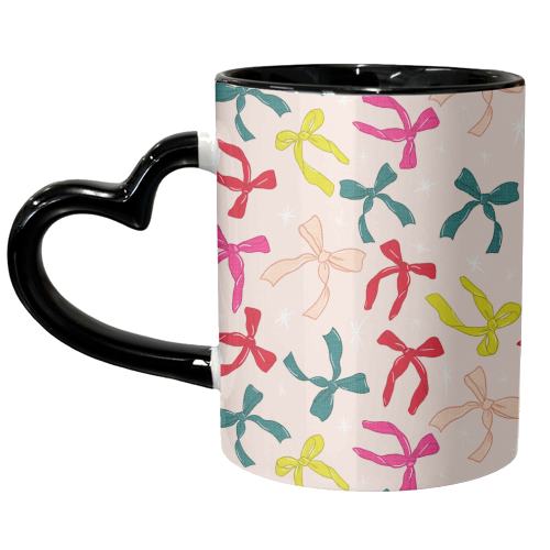 Ribbon Pattern On Cream - unique mug by Ania Wieclaw