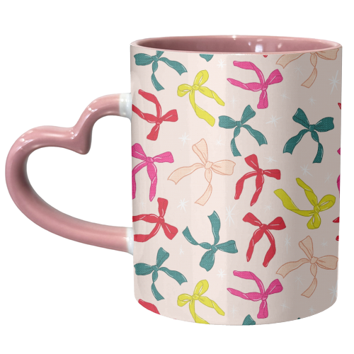 Ribbon Pattern On Cream - unique mug by Ania Wieclaw