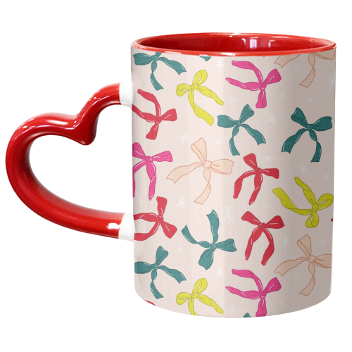 Ribbon Pattern On Cream - unique mug by Ania Wieclaw