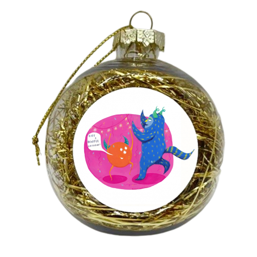 Roarful Birthday Party - xmas bauble by Louisa kewell