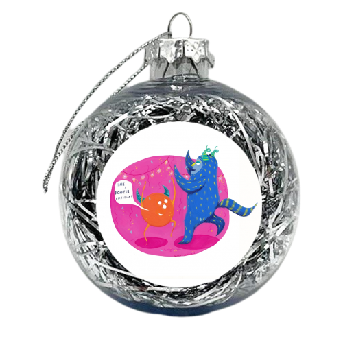 Roarful Birthday Party - xmas bauble by Louisa kewell