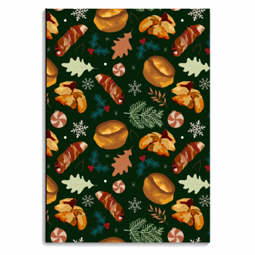 Roast dinner Christmas repeating pattern - personalised A4, A5, A6 notebook by The Girl Next Draw