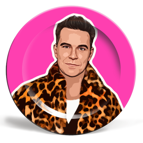 Robbie Pink - ceramic dinner plate by DOLLY WOLFE