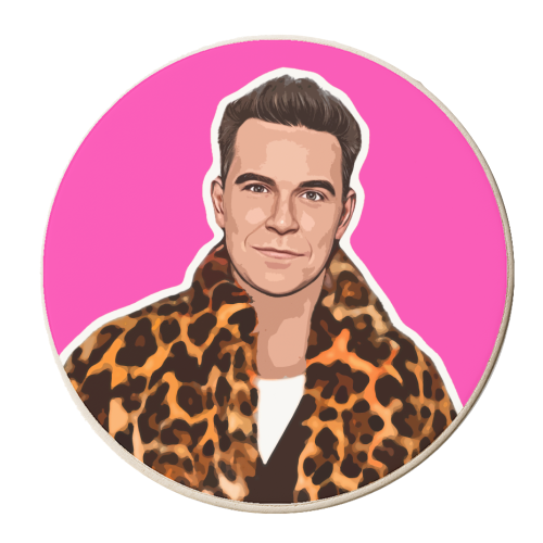 Robbie Pink - personalised beer coaster by DOLLY WOLFE