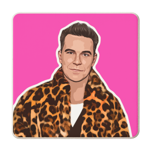 Robbie Pink - personalised beer coaster by DOLLY WOLFE