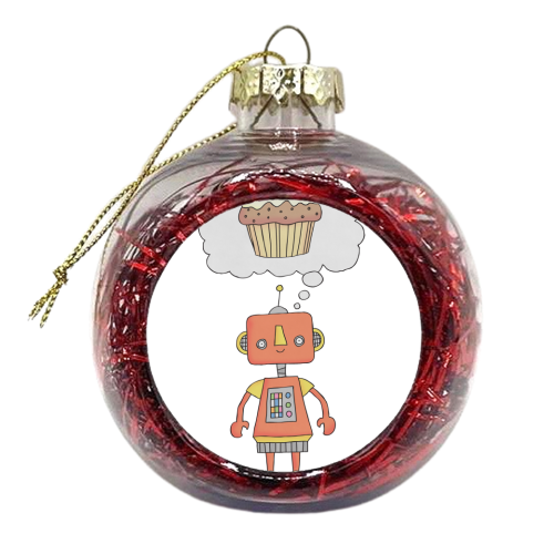 Robots Love Cake - xmas bauble by Carl Batterbee