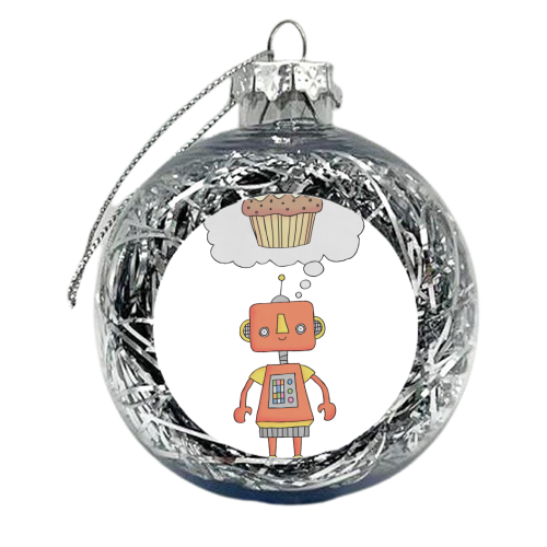 Robots Love Cake - xmas bauble by Carl Batterbee