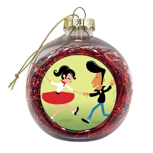 ROCK N ROLL DANCE, 50s, RETRO, VINTAGE, QUIFF, BOP, ROCKABILLY, MUSIC, DANCE - xmas bauble by Snugbat