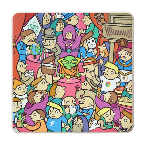 Rockefeller's annual bilderberg bash at bohemian grove - personalised beer coaster by Darren Baxter