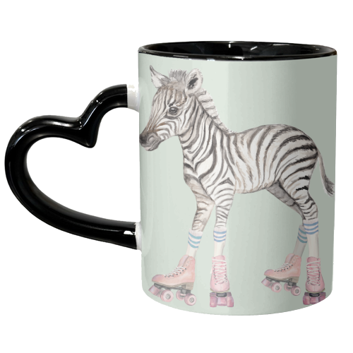 Roller skating Zebra - unique mug by Beth Reed