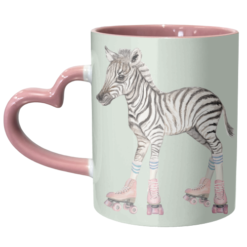 Roller skating Zebra - unique mug by Beth Reed