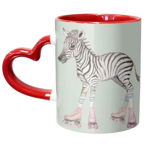 Roller skating Zebra - unique mug by Beth Reed