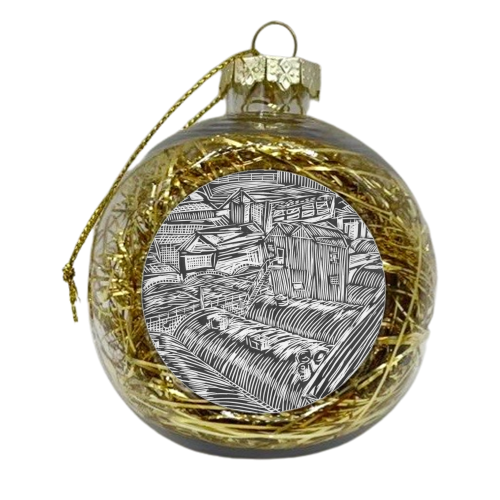 Roof tops lin block - xmas bauble by James Giddins