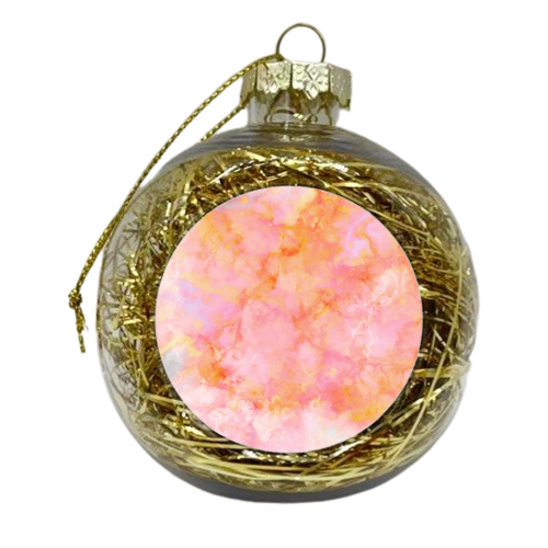 Rosé and Sunny Marble - pink, coral and orange - xmas bauble by Dominique Vari