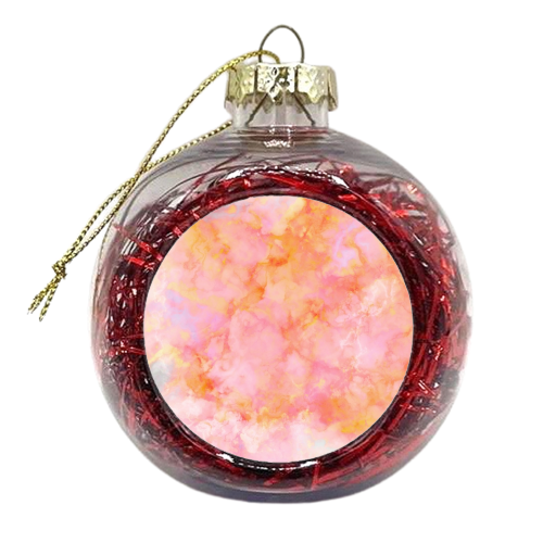Rosé and Sunny Marble - pink, coral and orange - xmas bauble by Dominique Vari