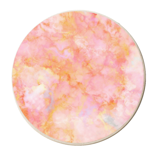 Rosé and Sunny Marble - pink, coral and orange - personalised beer coaster by Dominique Vari