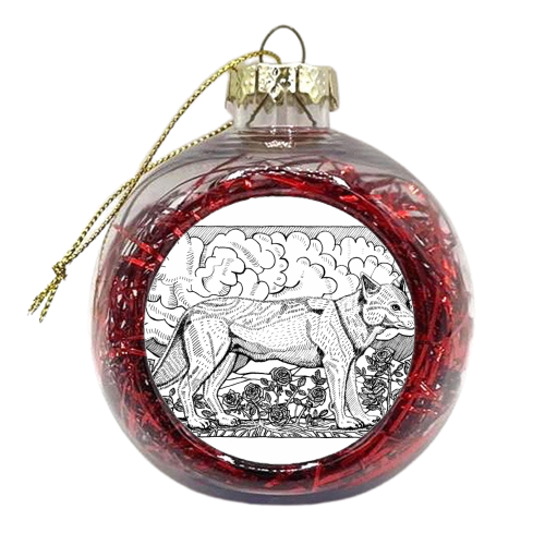 Rose and Wolf - xmas bauble by Rosie Hendry