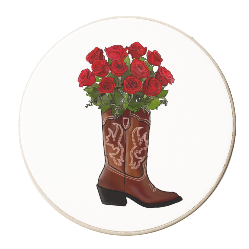 Rose Cowboy Bootanical - personalised beer coaster by Claire Rook