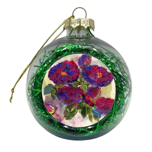 Rose Rhapsody in Blue - xmas bauble by Barbara Shaw