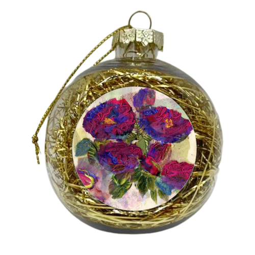Rose Rhapsody in Blue - xmas bauble by Barbara Shaw