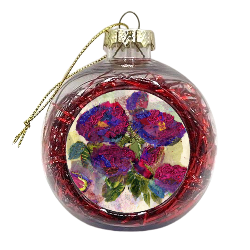 Rose Rhapsody in Blue - xmas bauble by Barbara Shaw
